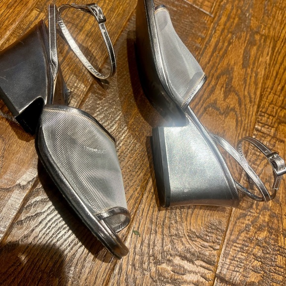 YSL — Yves Saint Laurent — Size 8 — Vintage Square Toe Silver Mesh Sandals - Picture 8 of 10